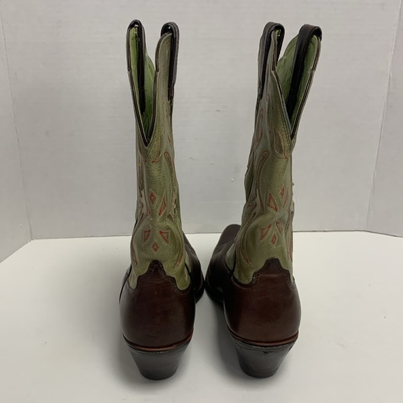 Ariat Women’s Cowboy Boots 9B Green Uppers Brown Leather - Picture 4 of 12